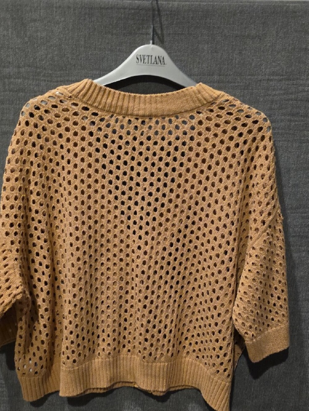 Torrid Open-Knit V-Neck Cardigan Tan (Torrid Size 1) PTP 26 In. Length 21 In - Picture 4 of 5